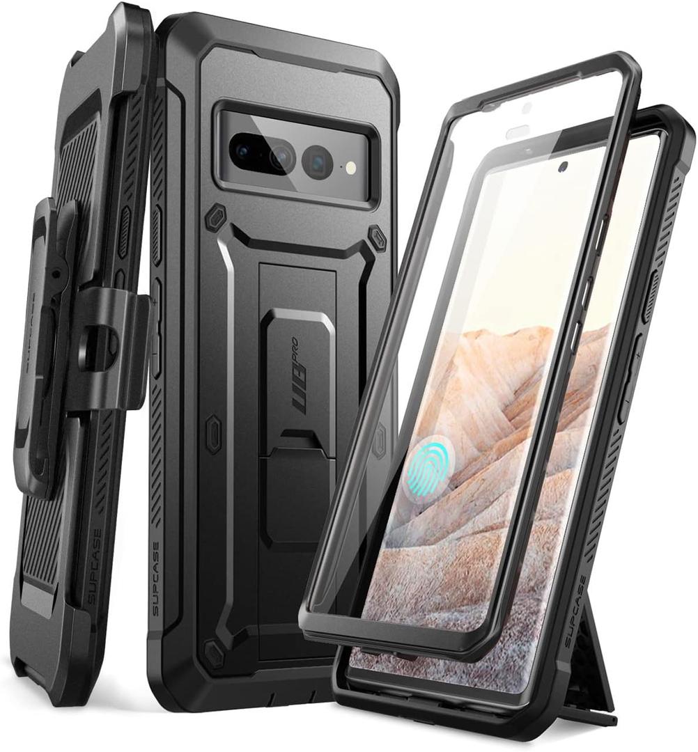 SUPCASE Unicorn Beetle Pro Series Case for Google Pixel 7 Pro (2022 Release), Full-Body Rugged Belt-Clip & Kickstand Case with Built-in Screen Protector (Black)