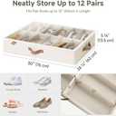 StorageWorks Underbed Shoe Storage Organizer for Closet, 2-Pack Under Bed Shoe Organizer with Bottom Support and Adjustable Dividers, Fits up to 24 Pairs, Beige