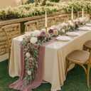 2 x 12ft Wedding Flower Garland for Table, Artificial Dusty Rose Flower Garland, Spring Extra Long Arch Floral for Backdrop Decor Ceremony Fall Wedding Party Centerpieces, Without Drapes, 2 pack