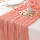 Sioloc Peach Coral Cheesecloth Table Runner 120'' x 35'',Spring Easter Decor Soft Gauze Boho Wedding Table Decor for 10ft Table Birthday Party,Baby Shower, Bridal Shower, Home & Event Decor (1pc)