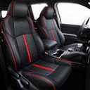 Carlimeki Leather Seat Covers Custom Fit for Tacoma Gen 4th (2024-2026) Double Cab, for SR, SR5, TRD PreRunner, TRD Sport, TRD Off-Road, Limited, Trailhunter - Armrest Covers Included - Fully Covered