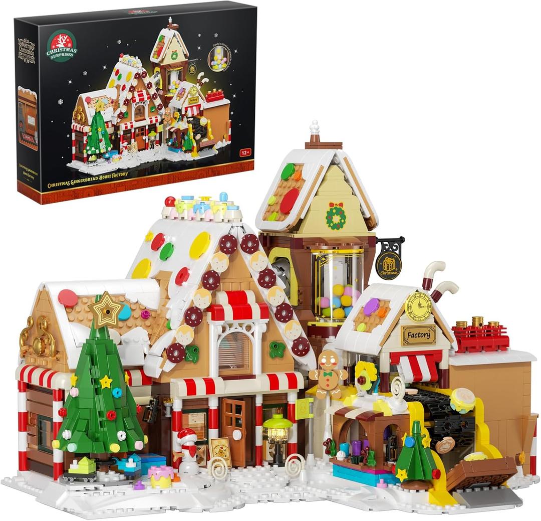 2025 Christmas Gingerbread House Factory Building Set, 1840 PCS 48in Christmas Holiday Village Building Block Toy with Rotating Xmas Tree Conveyor Belt for Home Decor, Gift for Adults Boys Girls 12+ 2025 Christmas Gingerbread House Factory Building Set, 1840 PCS 48in Christmas Holiday Village Building Block Toy with Rotating Xmas Tree Conveyor Belt for Home Decor, Gift for Adults Boys Girls 12+