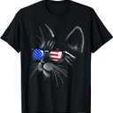 Cat 4th of July Meowica Merica Kitty USA American Flag Cool T-Shirt, Size 3XL