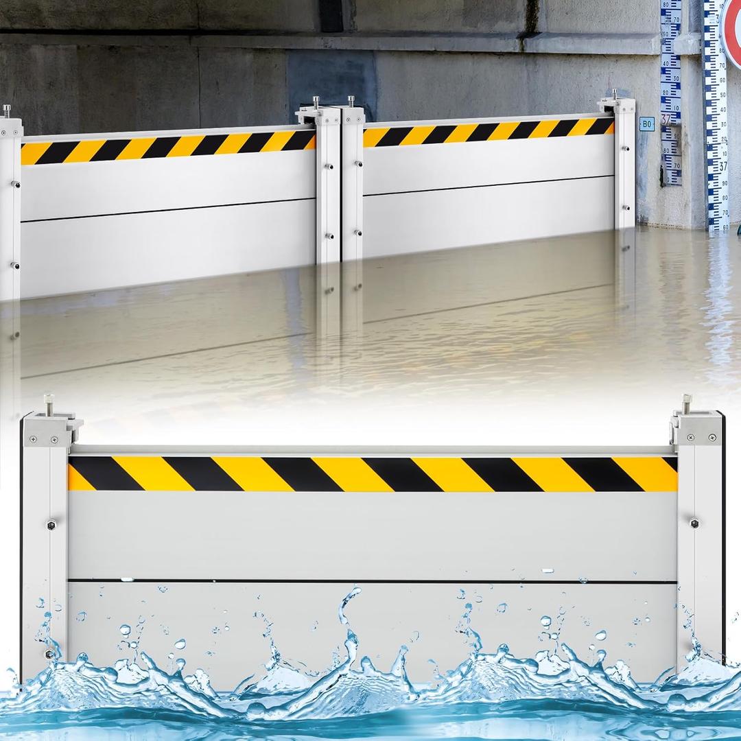 Nuanchu Reusable Aluminum Flood Protection Barrier 15.7 x 39.3 Inches Heavy Duty Flood Barriers for Doors Removable Blocker Detachable Garage Water for Garage Basement Outside Subways Roads Diversions
