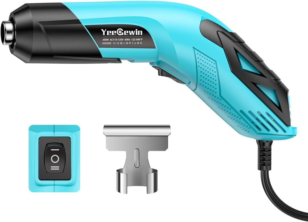350W Mini Heat Gun with Dual Temp Settings 554 & 896 (290-480), Mini Hot air Gun with Overheat Protection Reflector Nozzle and 4.9Ft Long Cable for Crafts, Shrink Tubing and Epoxy Resin