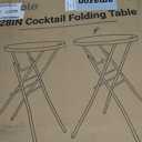 28in Folding Cocktail Table, Round Bar Height Table, Black 2-Pack, 28''×43''/2PC