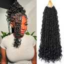 14 Inch Senegalese Twist Crochet Hair with Curly Ends Pre-Looped Boho Island Twist Crochet Braids Pre-Twisted Goddess Crochet Hair for Black Women Natural Black Braiding Hair Extensions (9Packs, 1B)