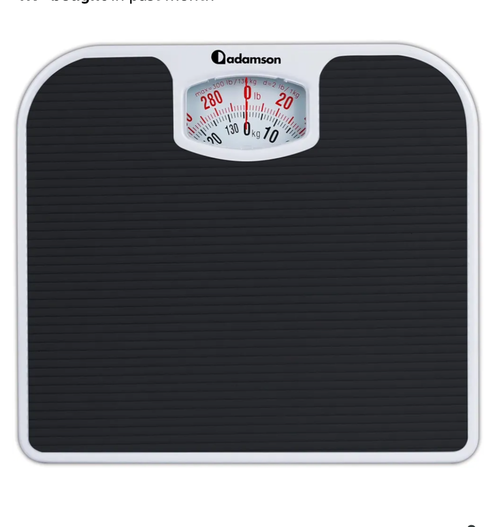 Adamson A21 Analog Scales for Body Weight - Up to 300 LB - New - Anti-Skid Rubber Surface + Large Numbers - Analog Bathroom Scale - Affordable - Durable with 20-Year Assurance - Black