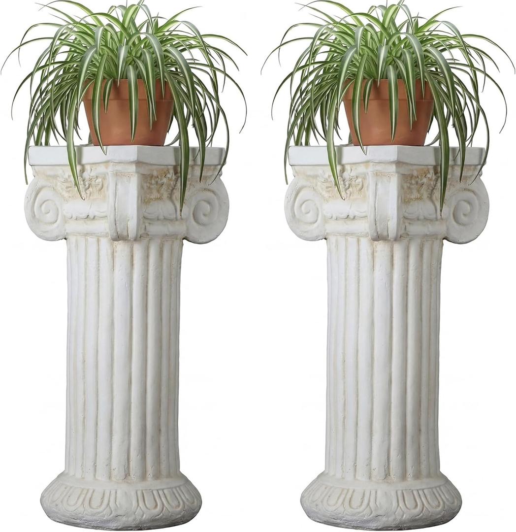2 Pack 21.7 Inch Roman Column and Pillar Plant Pedestal, Simple
