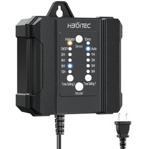 HIBOITEC 100W Low Voltage Landscape Transformer with 1-12H Timer and Photocell Sensor 120V AC to 12V DC Weatherproof Landscape Lighting Transformers for Outdoor LED Lights Spotlight Garden Light