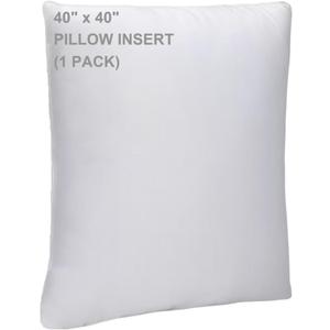 WINGLAM 40x40 Inch Throw Pillow Insert, Hypoallergenic Down Alternative Square Decorative Pillow, Ultra Soft Lightweight Polyester Sham Stuffer for Couch Bed Sofa, 1 Pack White, 40x40 Inches of one