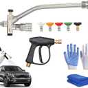 2-in-1 High-Pressure Car Washer Nozzle Accessories, Dual Tip Car Pressure Washer Foam Dual Connector, 1/4" Quick Connect, 5 Nozzles Tips, for Car Wash, Patio & Outdoor Cleaning (B)