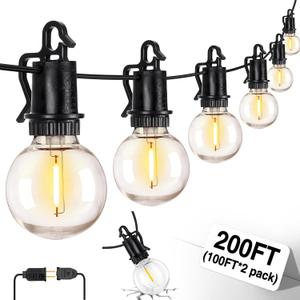 ZJOJO 200FT Outdoor String Lights, G40 Globe Outdoor Lights with 60 Shatterproof LED Bulbs 2700K, IP65 Waterproof Patio Light String Lights for Outside Backyard Porch Party