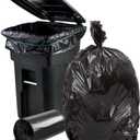Plasticplace 64-65 Gallon Black Trash Bags, Heavy Duty 1.2 Mil, 50" x 60" Toter Can Liners, Tear & Leak-Proof, Industrial Strength, 25 Count, Large Garbage Bags for Kitchen & Commercial Use