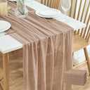 Putros Cheesecloth Table Runner Nude Brown 10FT 4Pcs Boho Gauze Cheese Cloth Table Runners 120 Inches Long Rustic Sheer for Thanksgiving Home Party Christmas Wedding Baby Shower Spring Easter Decor 