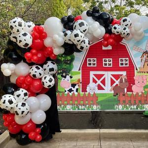 Cowboy Balloons Arch Kit- 150pcs Red Black White and Cow Print Balloons for Rodeo Themed Cowboy Cowgirl's Birthday Party Decorations - Farm Animal Party Supplies