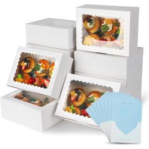 12pcs Mini Window Cookie Boxes, 8x6x3 Inches, Yellow, Collapsible, Food Grade Paper, 2.25L Capacity, Perfect for Cookies, Cake, Pastries, Muffins, Donuts, Cupcakes, Bread, Take-Out