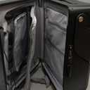 Ride On Luggage with Foldable Seat for Kids&Adults with Seat Belt,Hardshell Ride On Suitcase with Front Pocket,Lockable 4-Spinner Wheels,USB Port,TSA Lock,20 inch,Black