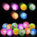 LED Light Up Bouncy Spiky Ball Flashing Squeaker Fidget Sensory Squeezy Antistress Toy, 18 Pcs 6 Color Blinking Squishy Stress Relief Massage Squeeze Balls for Adults Pets Play Or ADHD ADD Autism