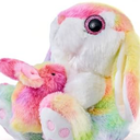Nleio Easter Stuffed Bunny with Egg(Reversible), 8.5" Plush Rabbit with Floppy Ears, Huggable & Washable Easter Stuffed Animals Cute Bunny Plush Toy for Kids Girls Boys Birthday Easter Gifts (Color)