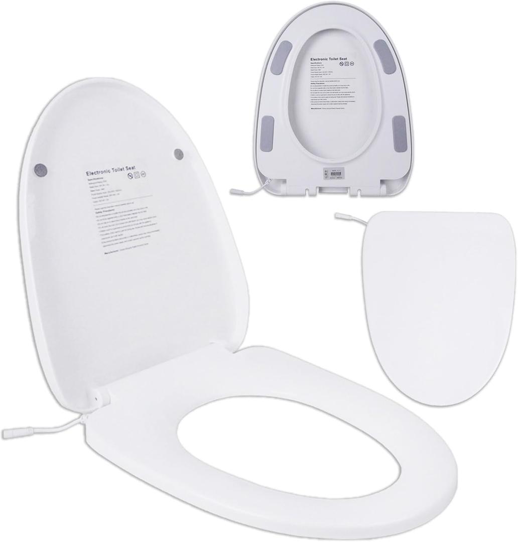 Heated round Toilet Seat, Elongated, Soft Close, Quick Release, White