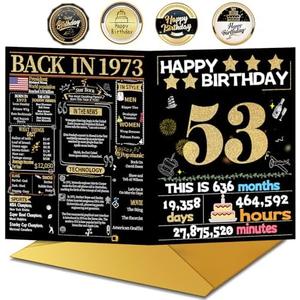 Joycard 53rd Birthday Card with Envelope, 53rd Birthday Decorations for Women Men, 53rd Birthday Gifts for Mother Dad, Happy Birthday Cards for 53 Year Old Wife Husband, Back in 1973