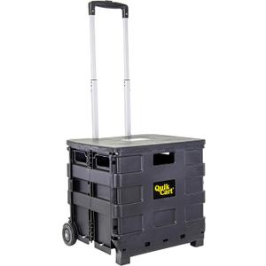 dbest products Quik Cart Sport Collapsible Rolling Crate on Wheels for Teachers Tote Basket 80 lbs Capacity, Made from Heavy Duty Plastic Used as a Seat, Black, Compact