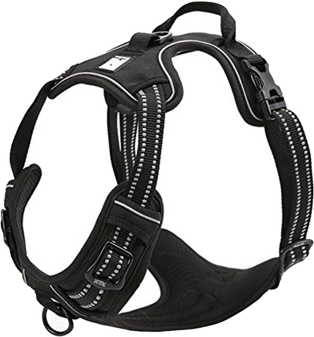TRUE LOVE Adjustable No-Pull Dog Harness Reflective Pup Vest Harnesses Comfortable Control Brilliant Colors TLH5651(Black,S)