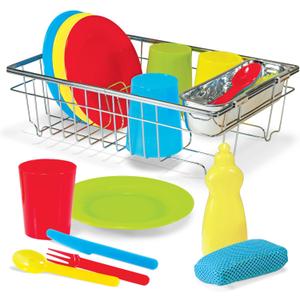 Melissa & Doug Let's Play House Wash and Dry Dish Set (24 pcs)