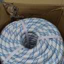 High Strength Braid Cord Nylon Pulling Rope Polyester Rope Multipurpose Bull Arborist Rigging 3/4in x 150ft White Grey Blue