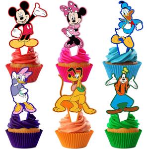 Mouse Birthday Party Supplies, 24PCS Cupcake Toppers Decorations for Mickey Party Supplies Decor
