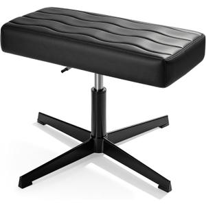 VECELO Under Desk Footrest, PU Ergonomic Foot Rest with Comfort Padding, Height Adjustable for Relieving Leg Pain, Stiffness, and etc, Black