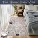 PURRUGS Vintage Farmhouse Boho Throw Rug 3x5 ft, Non-Slip Machine Washable Rug, Accent Oriental Area Rug for Entryway, Kitchen, Bedroom, Living Room and Dining Room, Taupe/Vanilla