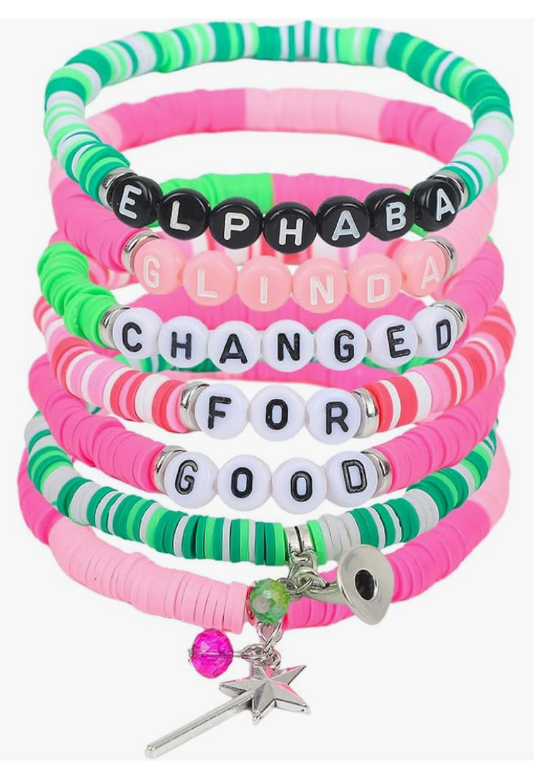 6 Pcs Witch Inspired Musical Gift, Friendship Bracelet, Stackable Vinyl Disc Clay Beaded Stretch Bracelets, CHANGED For GOOD Gifts for Sister Friendship BFF Gifts