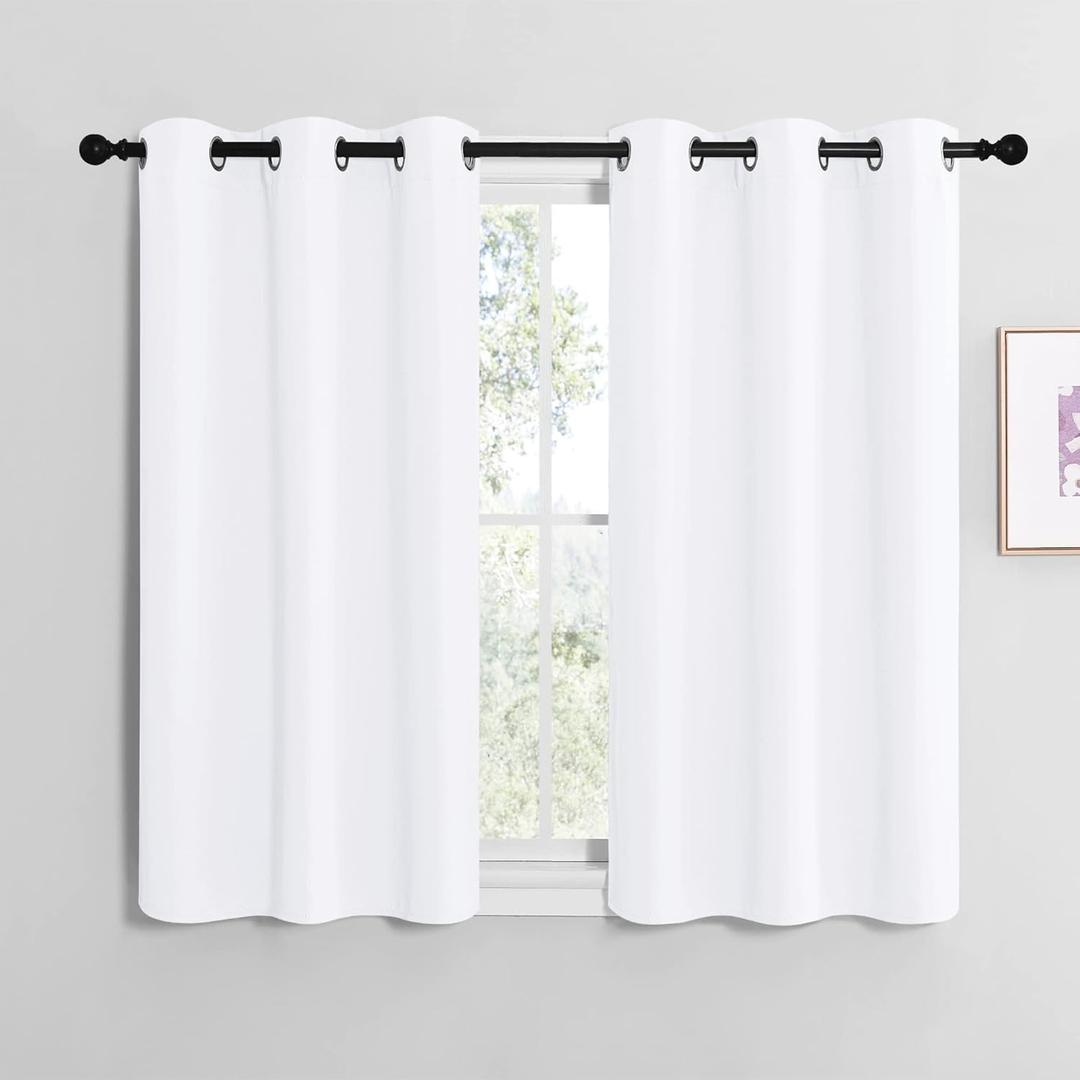 NICETOWN Draperies Curtains Panels, Blocking Out 50% Sunlight Window Treatment Curtains, Grommet Top Small Window Drapes for Bedroom (2 Panels, 42 by 40, White)