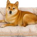 FUNNY FUZZY 2 in 1 Dog Crate Bed Pad for Large Sized Dog, Washable Reversible Pet Soft Mats,Durable Fluffy Kennel Mattress,Indoor Cats, 35"  23", Beige