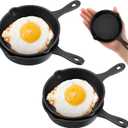 4 Pack 4 Inches Mini Cast Iron Skillet, Small Frying Pans with Double Drip-Spouts for Stove, Oven, Grill Safe, Indoor and Outdoor Use, Non-stick