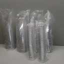 Yinkin 100 Cups and 100 Spoons Plastic Martini Glasses Disposable Cocktail Glasses Mini Martini Plastic Cups Dessert PVC Shot Unbreakable with Spoons for Weddings Party Food (Clear,5 oz)