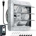 10 Inch Shutter Exhaust Fan with Thermostat and Speed Controller, Wall Mounted Vent Fan for Attic, Greenhouse, Shed, Garage, Chicken Coop, Shop Ventilation, 820 CFM, 1200 SQF Coverage Area