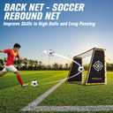 PodiuMax 4 in 1 Soccer Goal & Rebounder, 7x5ft Rebound Net with Upgrade Frame, Steel Ground Pass Net for Backyard Park Field, Soccer Kick Back Trainer for High Passing, Low Passing & Shooting Training