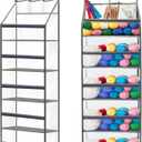 Hanging Yarn Storage Organizer,Large Capacity Yarn Storage Bag with 5 Yarn Balls Storage Pockets & 3 Top Crochet/Knitting Needles Pockets,Transparent Door Hanging Knitting Organizer Storage (Clear)