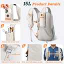 BECOJADDE 15L Small Hiking Backpack for Men Women Foldable Packable Back Pack Ultralight Hiking Daypack for Travel Camping Outdoor, Beige