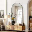 Arched Bathroom Mirror, 60"x36" Black Arched Mirror for Bathroom, Wall Mounted Mirror, Black Vanity Wall Mirror Metal Frame for Bedroom, Entryway, Living Room, Vertically Hanging
