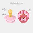 BIBS Pacifiers - Studio 2 Pack | Round Nipple Baby Pacifier | BPA Free Natural Rubber Latex Soother | Made in Denmark | Size 0+ Months | Block Baby Pink Coral