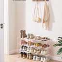 SONGMICS Shoe Rack, 3-Tier Shoe Organizer, Metal Storage Shelf, Upright or Upside Down, for 16-20 Pairs, Stackable, for Entryway, 11.8 x 36.2 x 21.7 Inches, Jelly Pink ULSA303S01