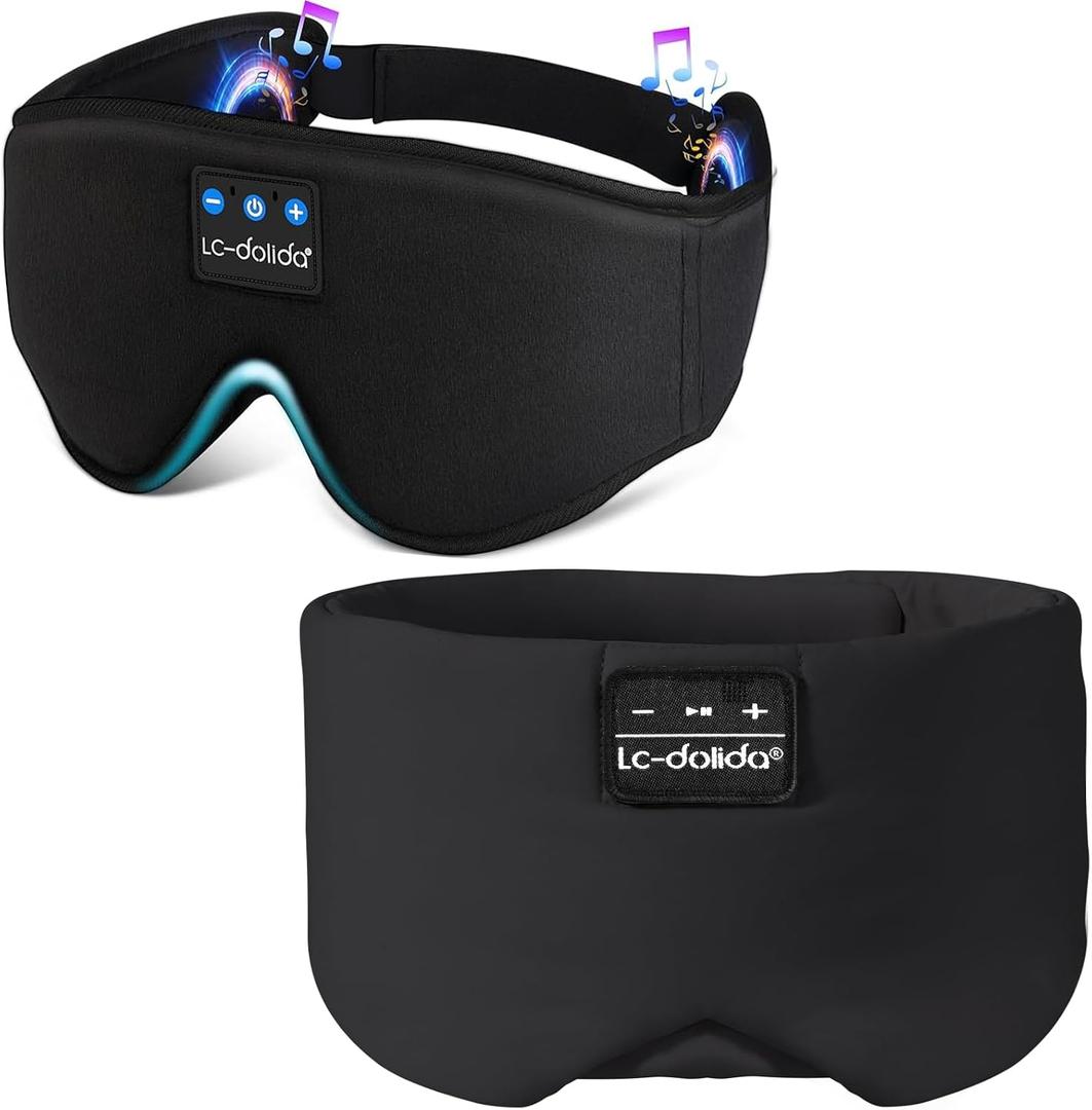 LC-dolida Sleep Headphones 3D Sleep Mask Ice Silk Sleep Mask with Bluetooth 5.4