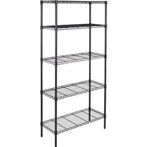 Amazon Basics 5-Shelf Adjustable Heavy Duty Steel Wire Rack Storage Shelving Organizer for Kitchen, Garage, 36" L x 14" W x 72" H, Black