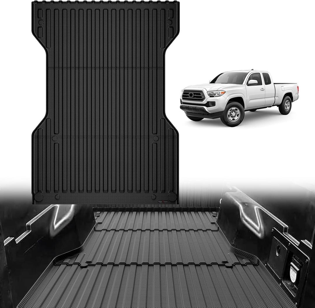 TripleAliners Truck Bed Mat Compatible with 2005-2023 Toyota Tacoma Accessories 6FT Vehicle Perfectly Flush All Weather Protection TPE Heavy Duty Pickup Car Bed Cargo Mat