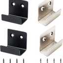 U Stainless Steel Mounting Bracket 40x35mm Tile Hanger Wall Hook Heavy Duty Billboard Holder 2.0mm Thickness with Screws - Silver/Black, 4 Pack