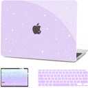 G JGOO Compatible with MacBook Air 13 Inch Case 2022 2021 2020 2019 2018 Release M1 A2337 A2179 A1932 Touch ID, Glitter Plastic Hard Shell Case + Keyboard Cover + Screen Protector, Sparkly Purple
